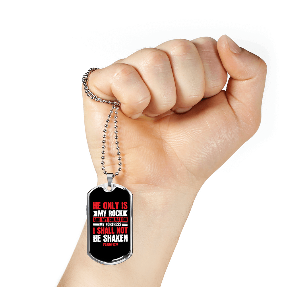 My Salvation My Fortress Christian Necklace Stainless Steel or 18k Gold Dog Tag 24" Chain-Express Your Love Gifts