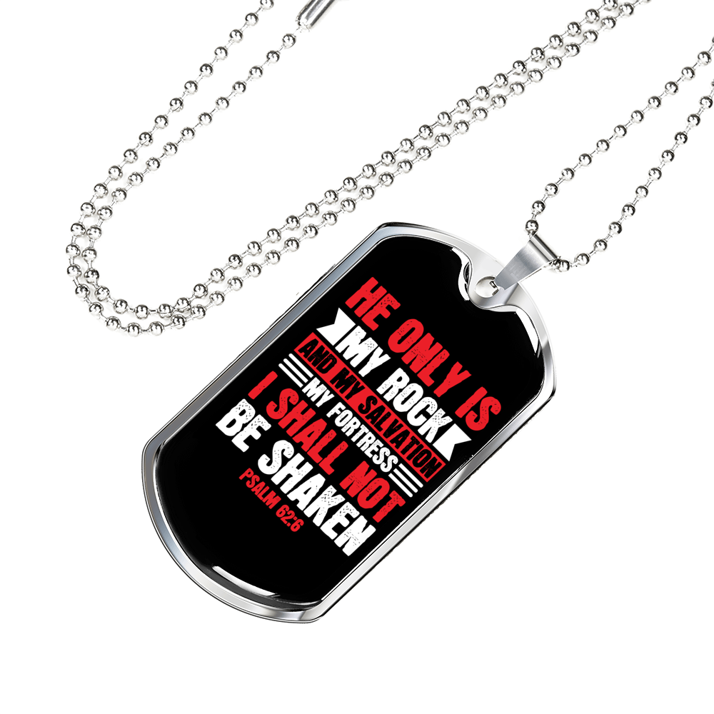 My Salvation My Fortress Christian Necklace Stainless Steel or 18k Gold Dog Tag 24" Chain-Express Your Love Gifts