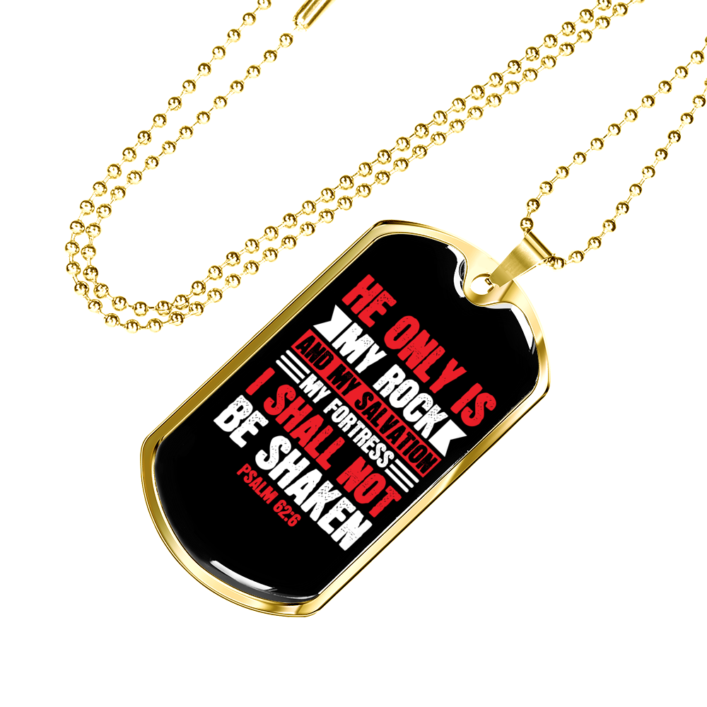 My Salvation My Fortress Christian Necklace Stainless Steel or 18k Gold Dog Tag 24" Chain-Express Your Love Gifts