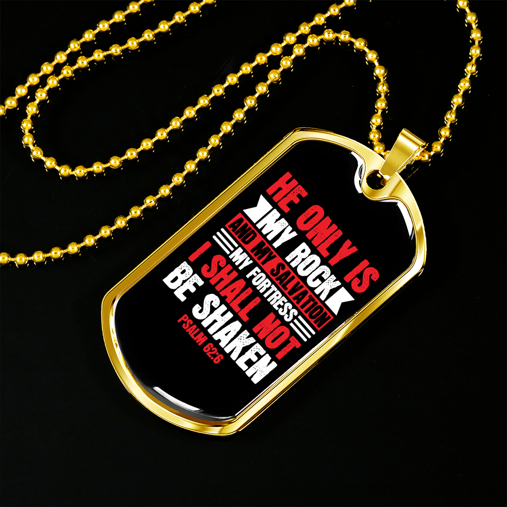 My Salvation My Fortress Christian Necklace Stainless Steel or 18k Gold Dog Tag 24" Chain-Express Your Love Gifts