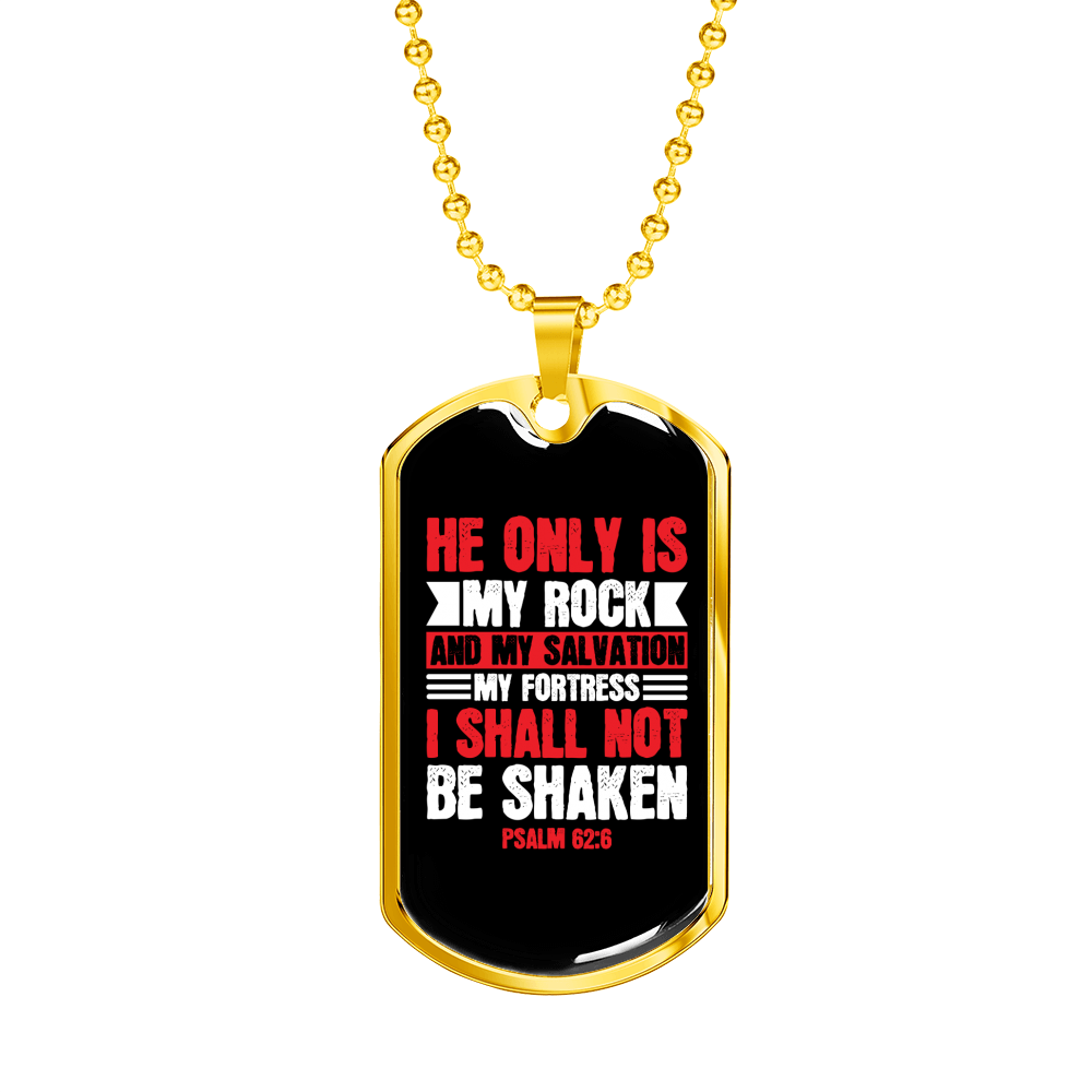 My Salvation My Fortress Christian Necklace Stainless Steel or 18k Gold Dog Tag 24" Chain-Express Your Love Gifts