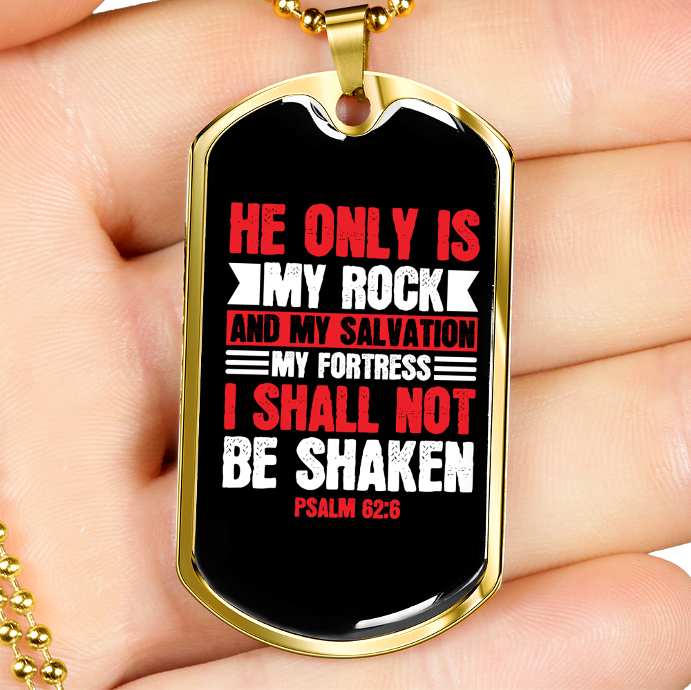 My Salvation My Fortress Christian Necklace Stainless Steel or 18k Gold Dog Tag 24" Chain-Express Your Love Gifts