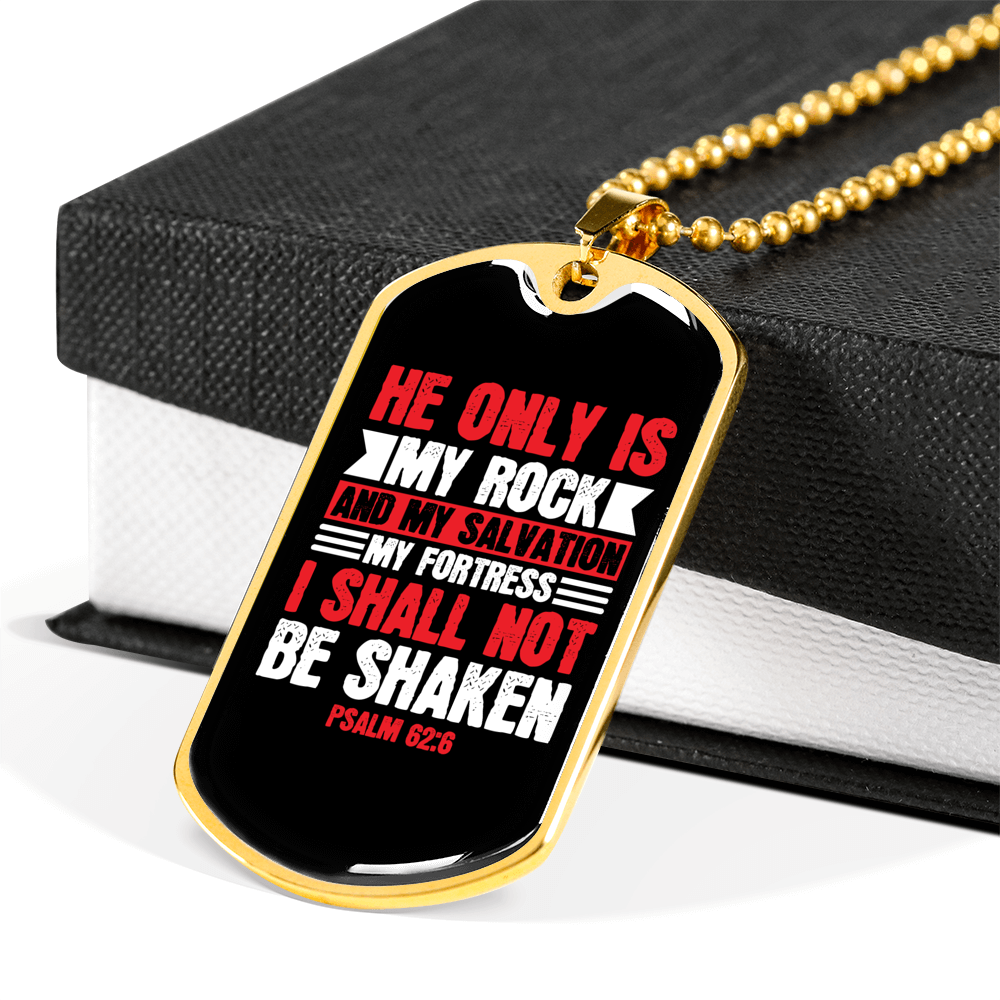 My Salvation My Fortress Christian Necklace Stainless Steel or 18k Gold Dog Tag 24" Chain-Express Your Love Gifts