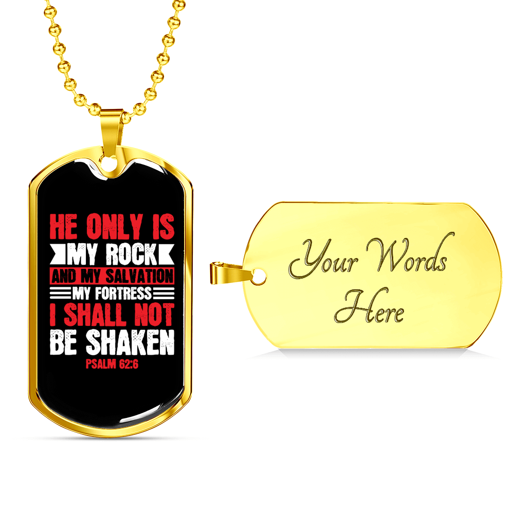 My Salvation My Fortress Christian Necklace Stainless Steel or 18k Gold Dog Tag 24" Chain-Express Your Love Gifts