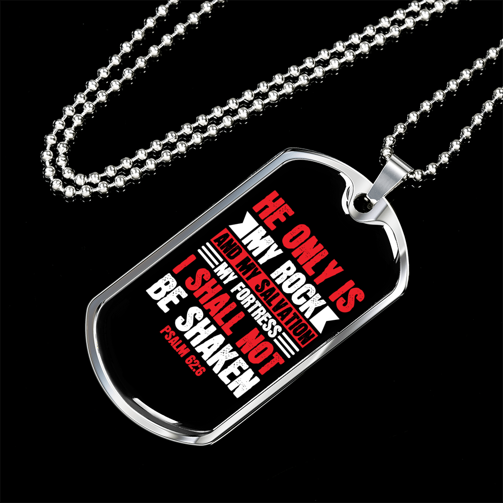 My Salvation My Fortress Christian Necklace Stainless Steel or 18k Gold Dog Tag 24" Chain-Express Your Love Gifts
