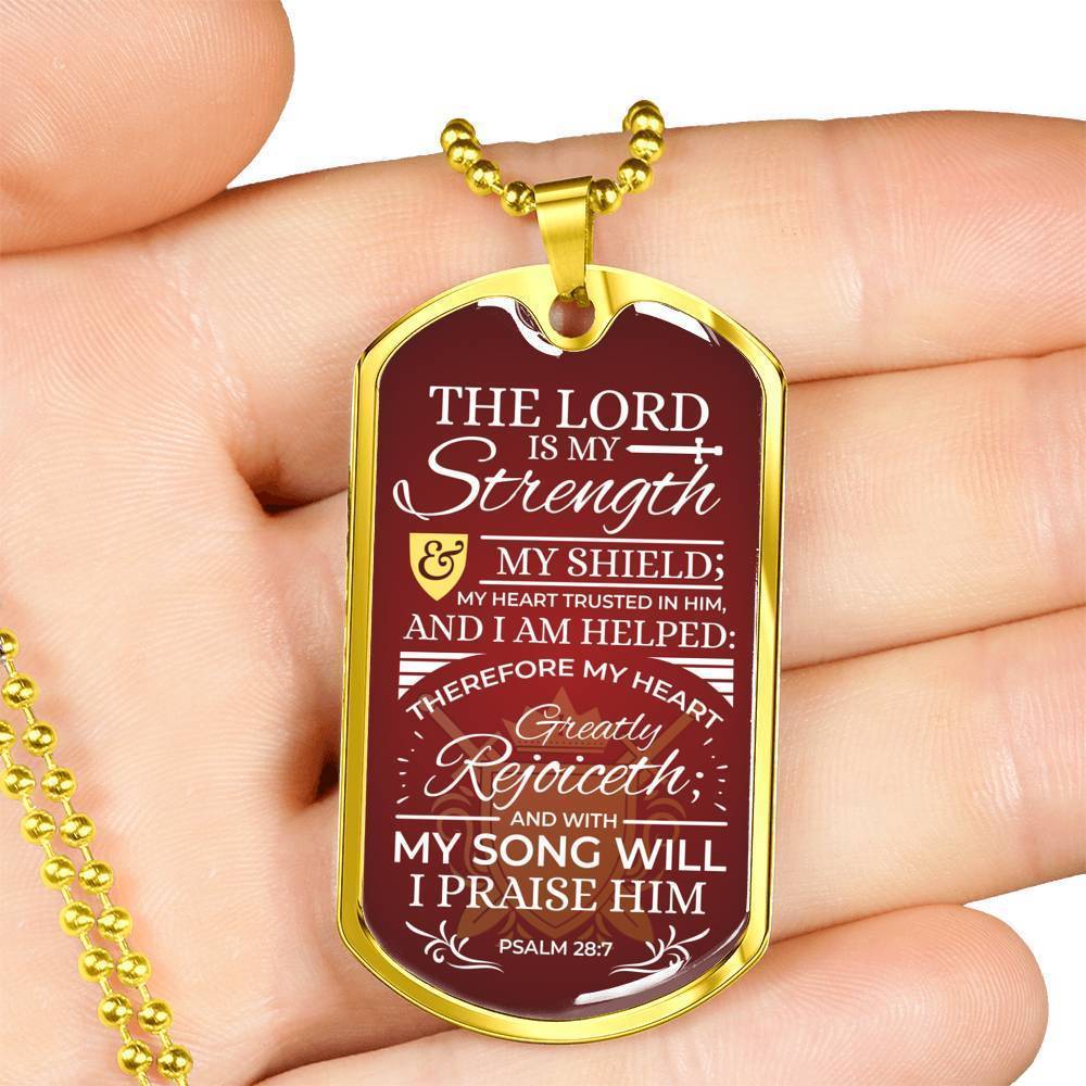 My Song Will Praise Psalm Necklace Stainless Steel or 18k Gold Dog Tag 24" Chain-Express Your Love Gifts