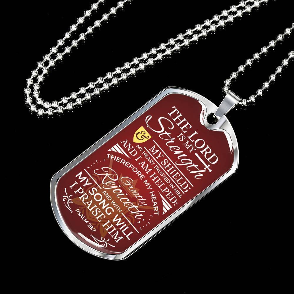 My Song Will Praise Psalm Necklace Stainless Steel or 18k Gold Dog Tag 24" Chain-Express Your Love Gifts