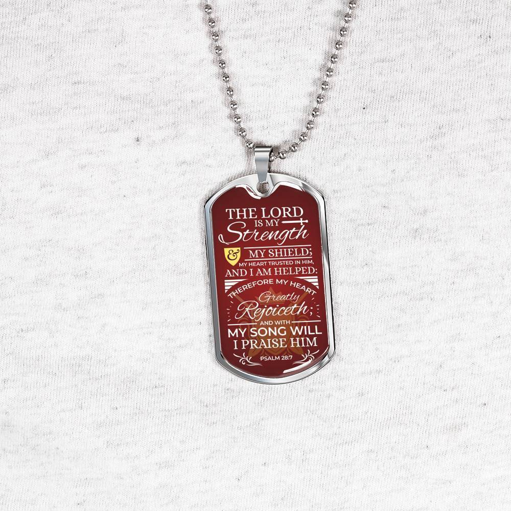 My Song Will Praise Psalm Necklace Stainless Steel or 18k Gold Dog Tag 24" Chain-Express Your Love Gifts