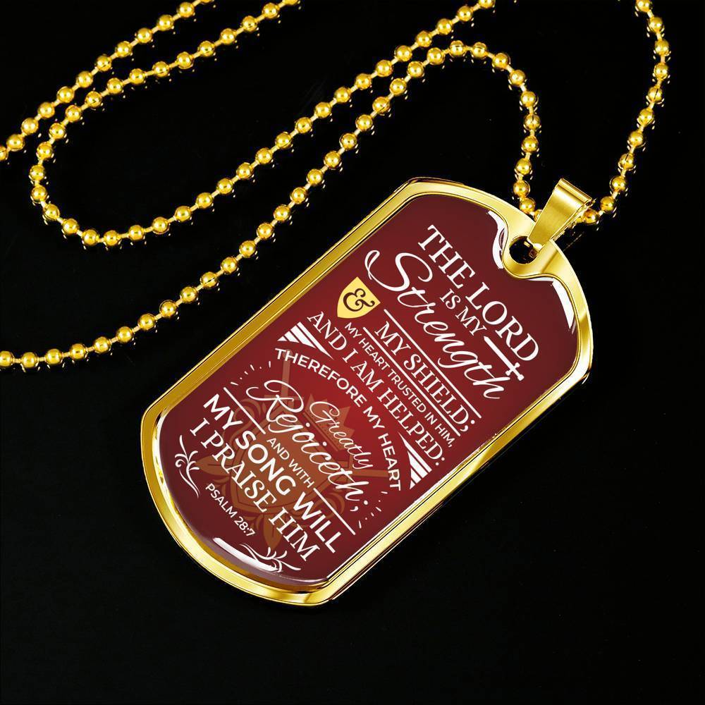 My Song Will Praise Psalm Necklace Stainless Steel or 18k Gold Dog Tag 24" Chain-Express Your Love Gifts