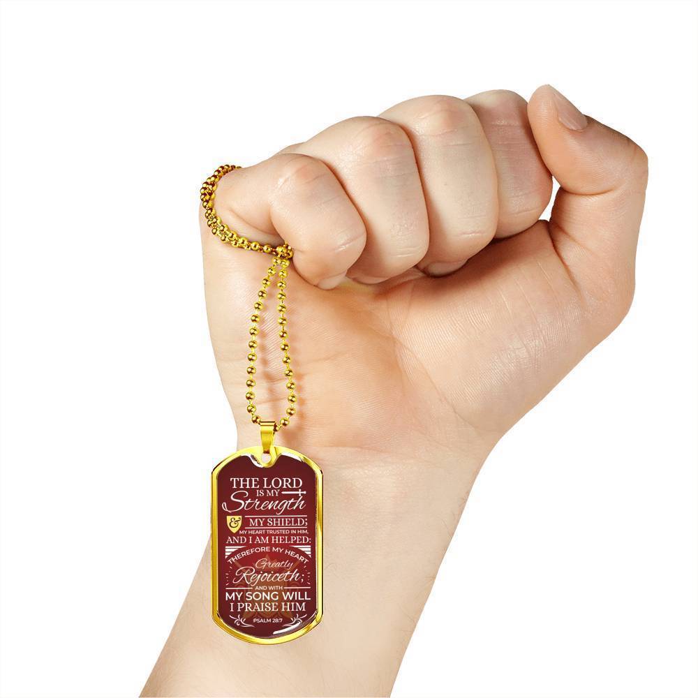 My Song Will Praise Psalm Necklace Stainless Steel or 18k Gold Dog Tag 24" Chain-Express Your Love Gifts