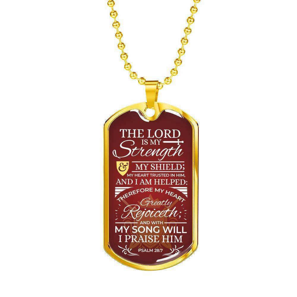 My Song Will Praise Psalm Necklace Stainless Steel or 18k Gold Dog Tag 24" Chain-Express Your Love Gifts