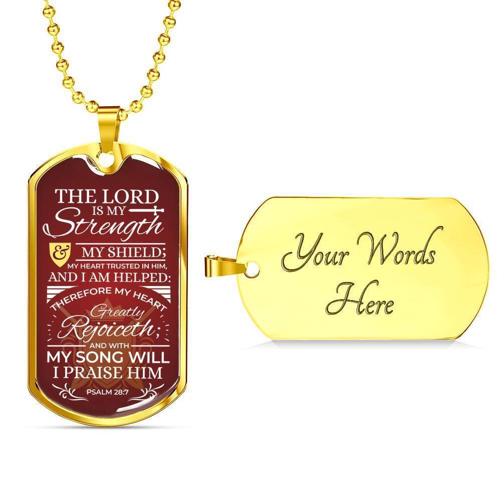 My Song Will Praise Psalm Necklace Stainless Steel or 18k Gold Dog Tag 24" Chain-Express Your Love Gifts