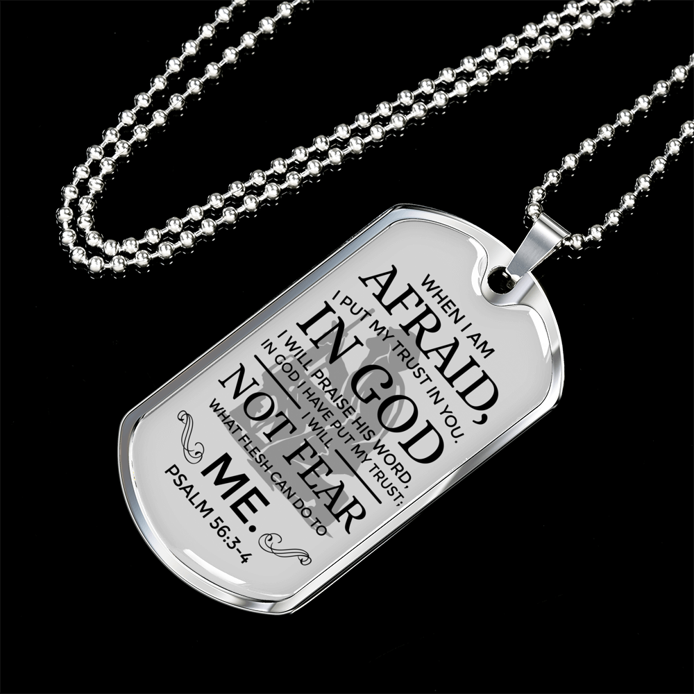 My Trust Is In God Psalm Necklace Stainless Steel or 18k Gold Dog Tag W 24"-Express Your Love Gifts