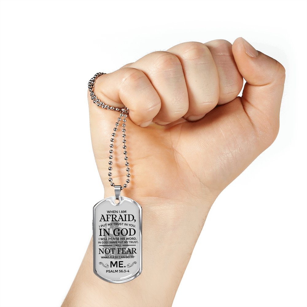 My Trust Is In God Psalm Necklace Stainless Steel or 18k Gold Dog Tag W 24"-Express Your Love Gifts