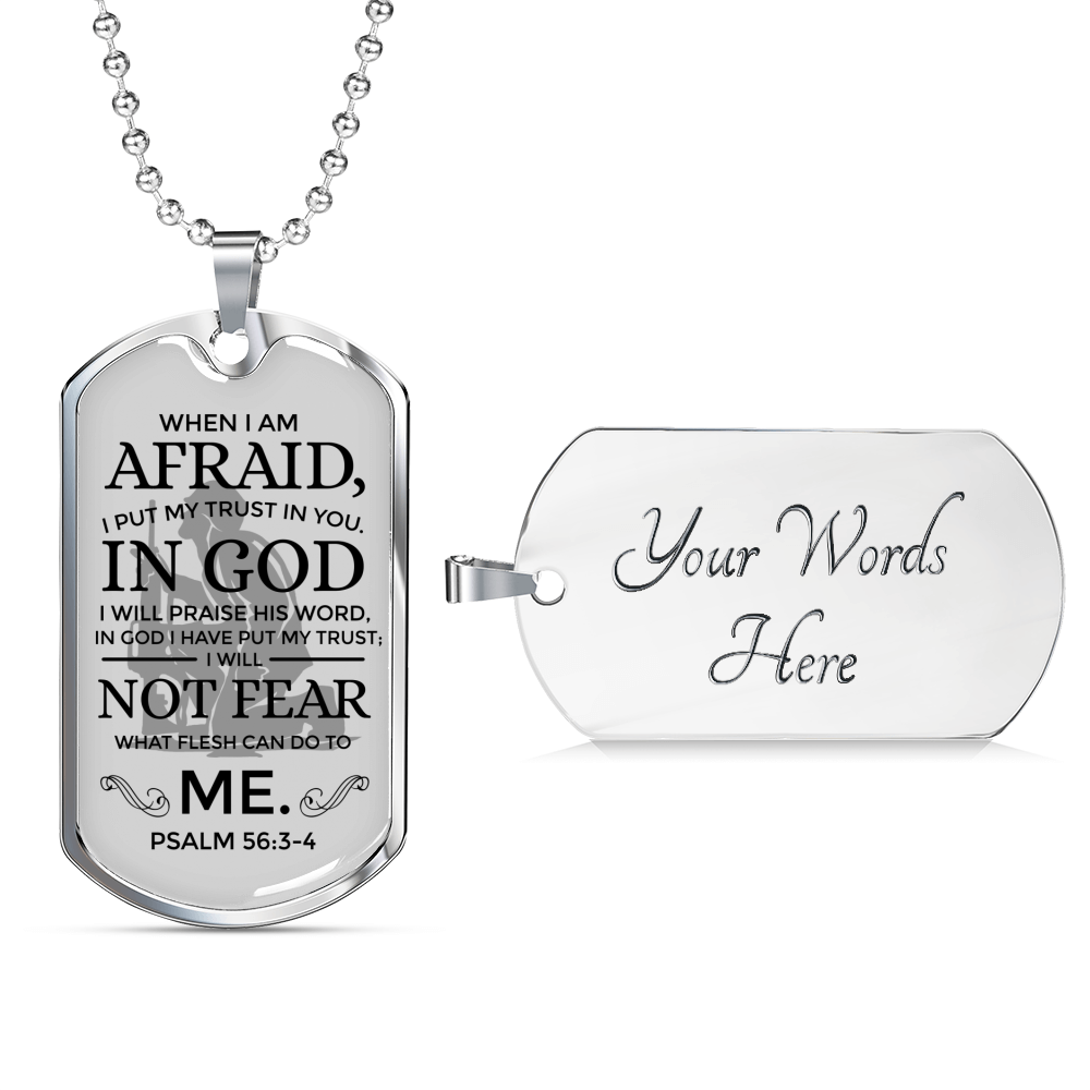 My Trust Is In God Psalm Necklace Stainless Steel or 18k Gold Dog Tag W 24"-Express Your Love Gifts