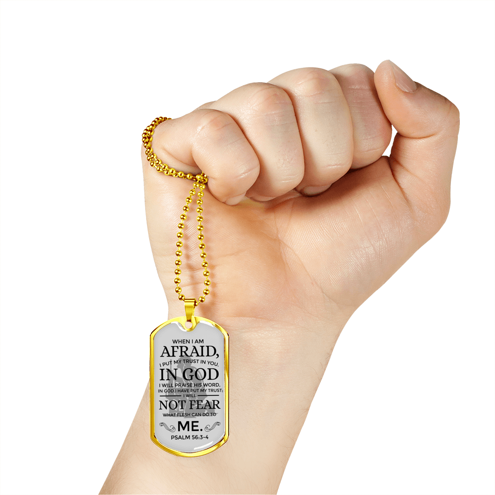 My Trust Is In God Psalm Necklace Stainless Steel or 18k Gold Dog Tag W 24"-Express Your Love Gifts