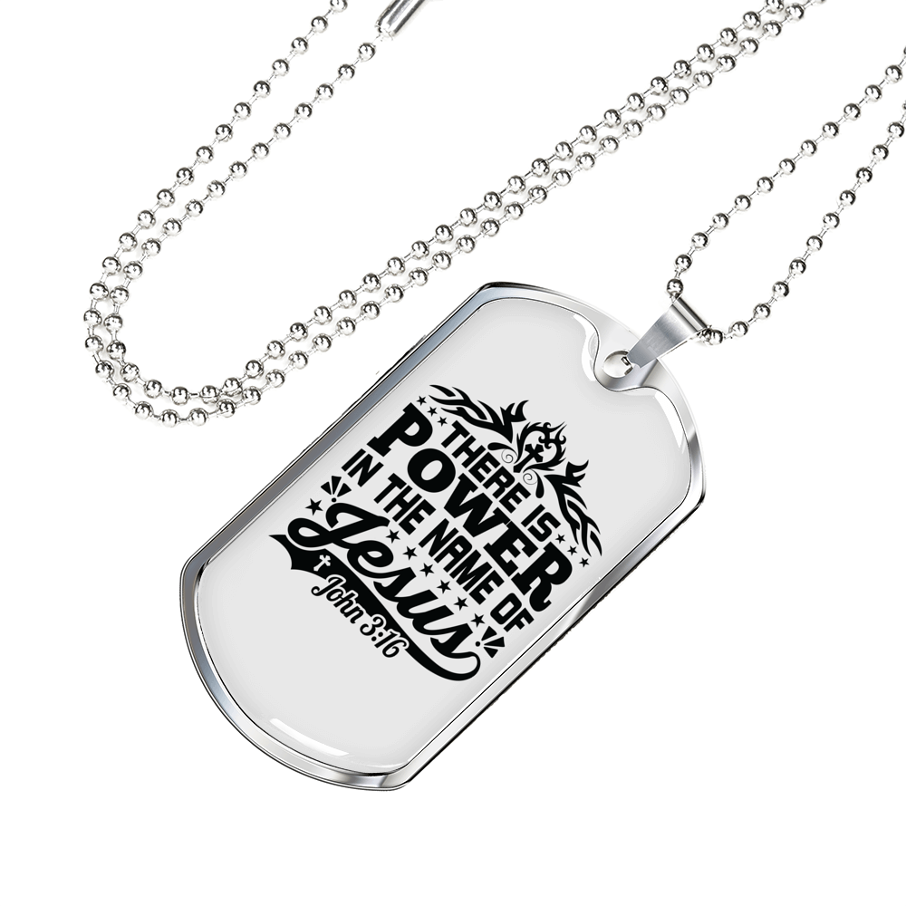 Name Of Jesus Black Christian Necklace Stainless Steel or 18k Gold Dog Tag 24" Chain-Express Your Love Gifts