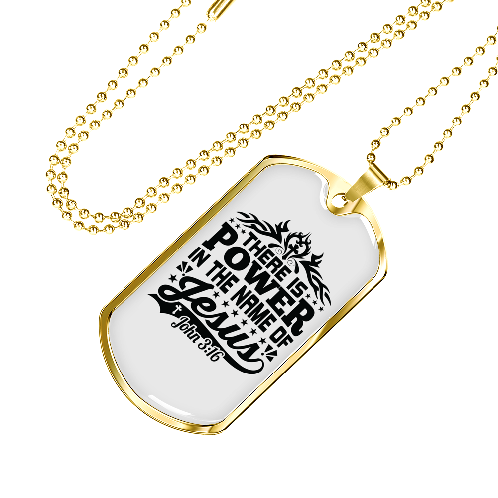 Name Of Jesus Black Christian Necklace Stainless Steel or 18k Gold Dog Tag 24" Chain-Express Your Love Gifts