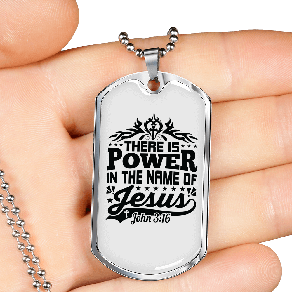 Name Of Jesus Black Christian Necklace Stainless Steel or 18k Gold Dog Tag 24" Chain-Express Your Love Gifts
