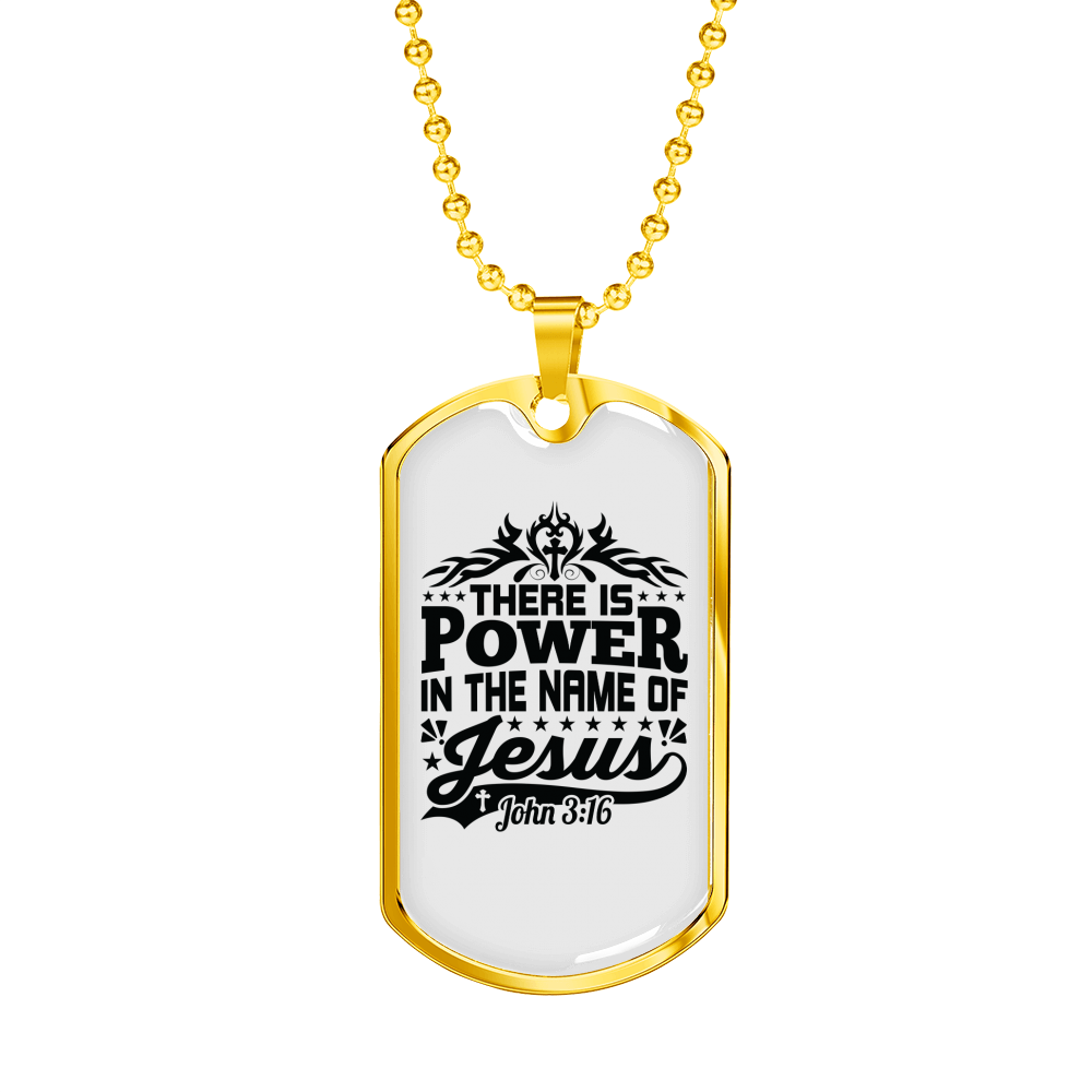 Name Of Jesus Black Christian Necklace Stainless Steel or 18k Gold Dog Tag 24" Chain-Express Your Love Gifts