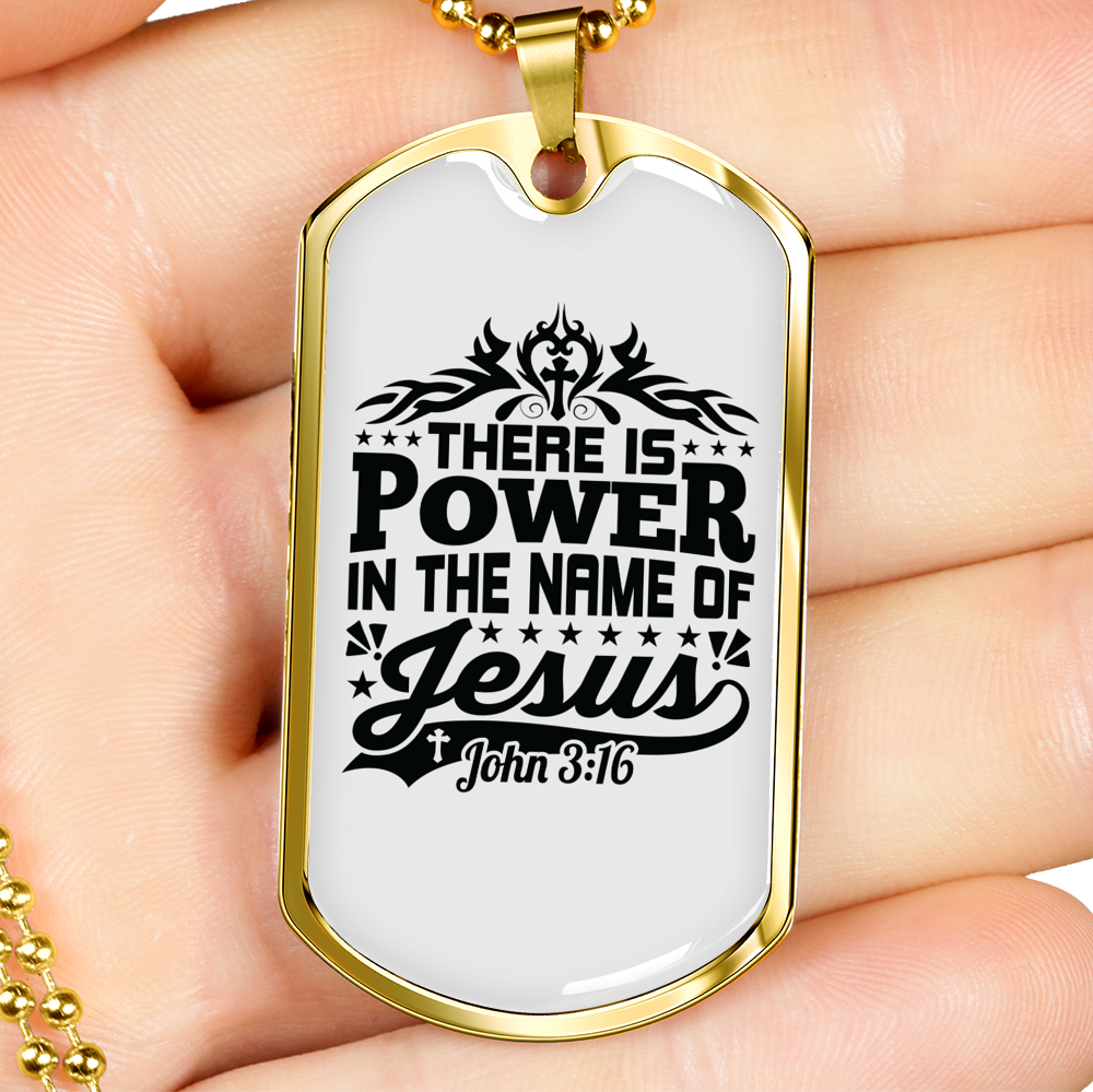 Name Of Jesus Black Christian Necklace Stainless Steel or 18k Gold Dog Tag 24" Chain-Express Your Love Gifts