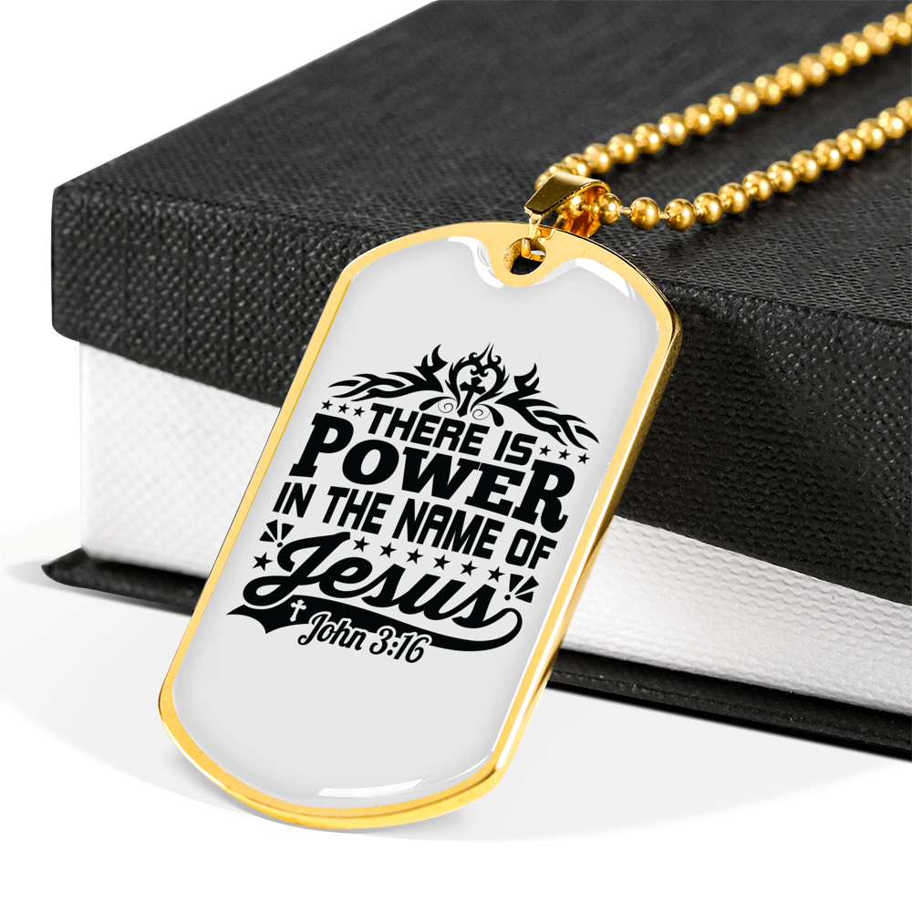Name Of Jesus Black Christian Necklace Stainless Steel or 18k Gold Dog Tag 24" Chain-Express Your Love Gifts