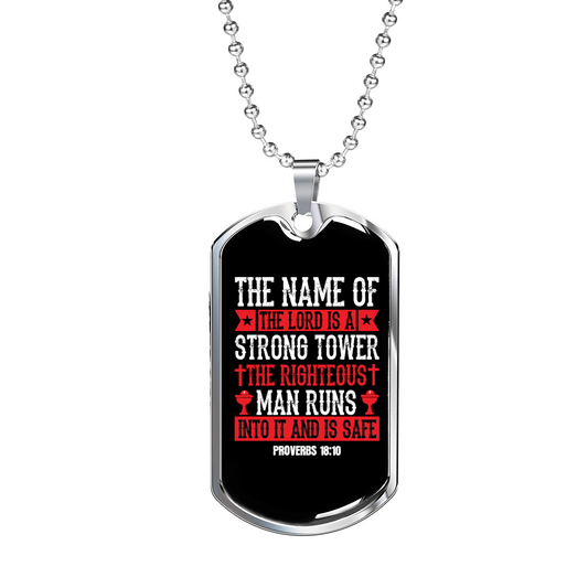 Name Of The Lord Christian Necklace Stainless Steel or 18k Gold Dog Tag 24" Chain-Express Your Love Gifts