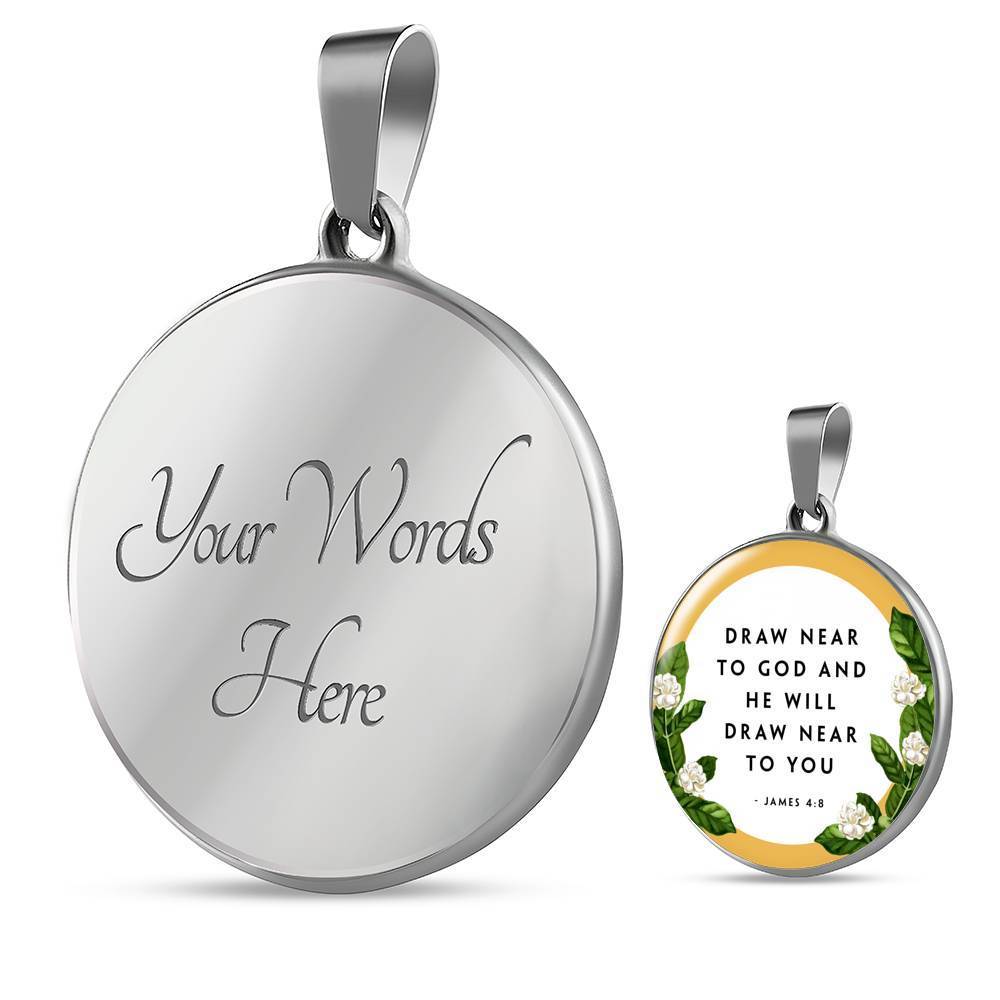 Near the Presence of God Circle Necklace Stainless Steel or 18k Gold 18-22"-Express Your Love Gifts
