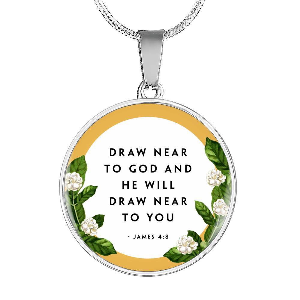 Near the Presence of God Circle Necklace Stainless Steel or 18k Gold 18-22"-Express Your Love Gifts
