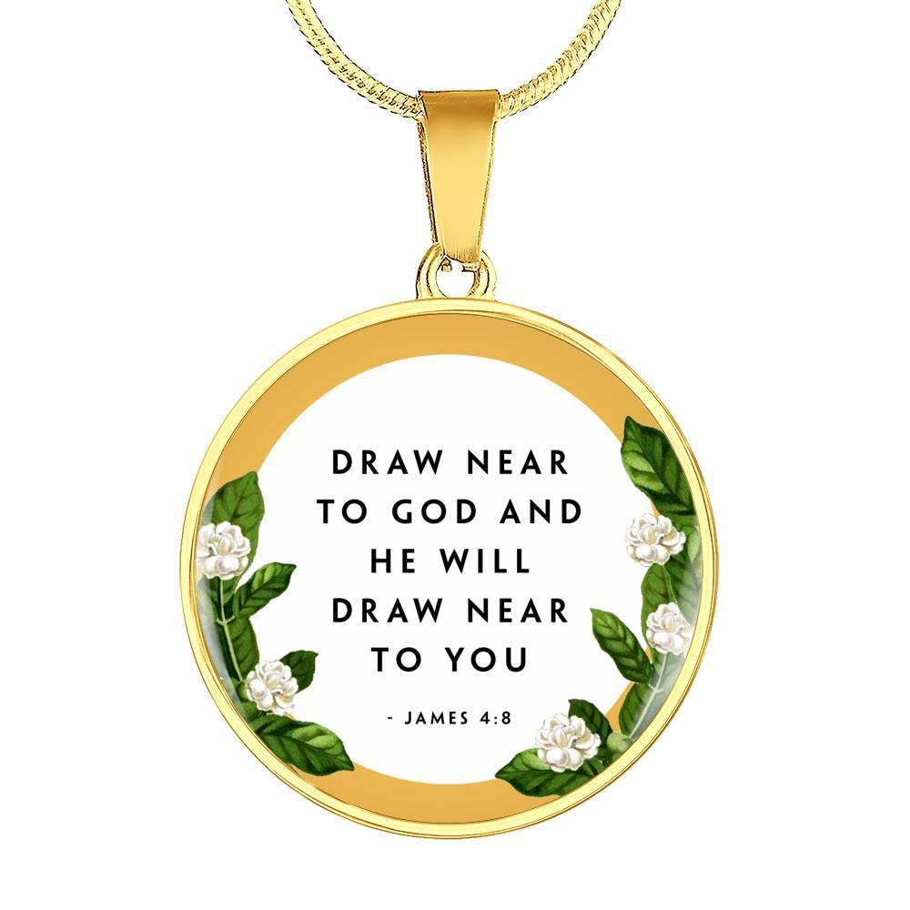 Near the Presence of God Circle Necklace Stainless Steel or 18k Gold 18-22"-Express Your Love Gifts