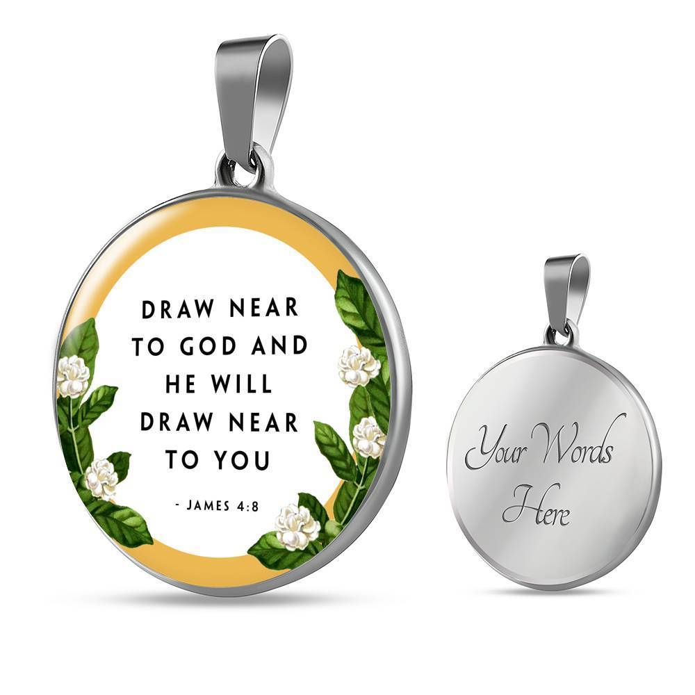 Near the Presence of God Circle Necklace Stainless Steel or 18k Gold 18-22"-Express Your Love Gifts