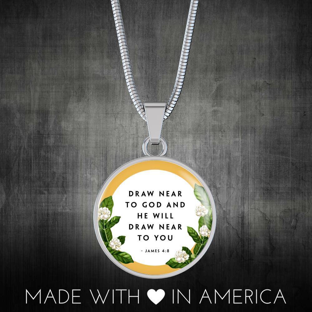 Near the Presence of God Circle Necklace Stainless Steel or 18k Gold 18-22"-Express Your Love Gifts