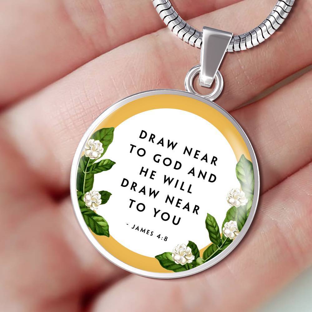 Near the Presence of God Circle Necklace Stainless Steel or 18k Gold 18-22"-Express Your Love Gifts