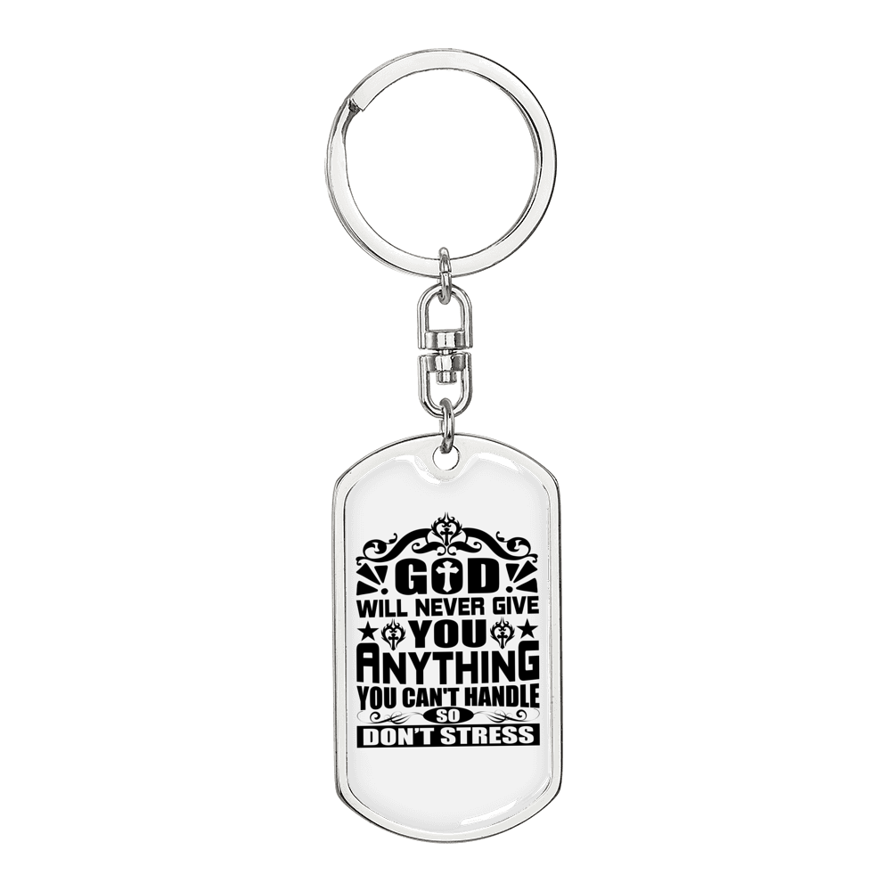 Never Give You Anything Keychain Stainless Steel or 18k Gold Dog Tag Keyring-Express Your Love Gifts