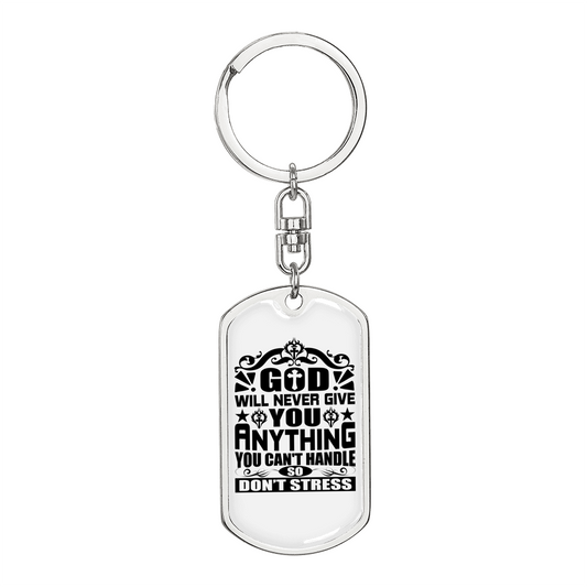 Never Give You Anything Keychain Stainless Steel or 18k Gold Dog Tag Keyring-Express Your Love Gifts