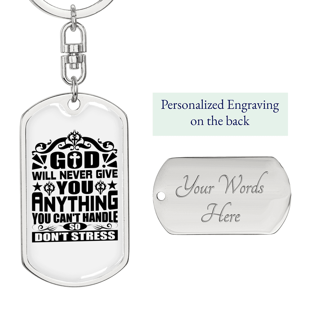 Never Give You Anything Keychain Stainless Steel or 18k Gold Dog Tag Keyring-Express Your Love Gifts