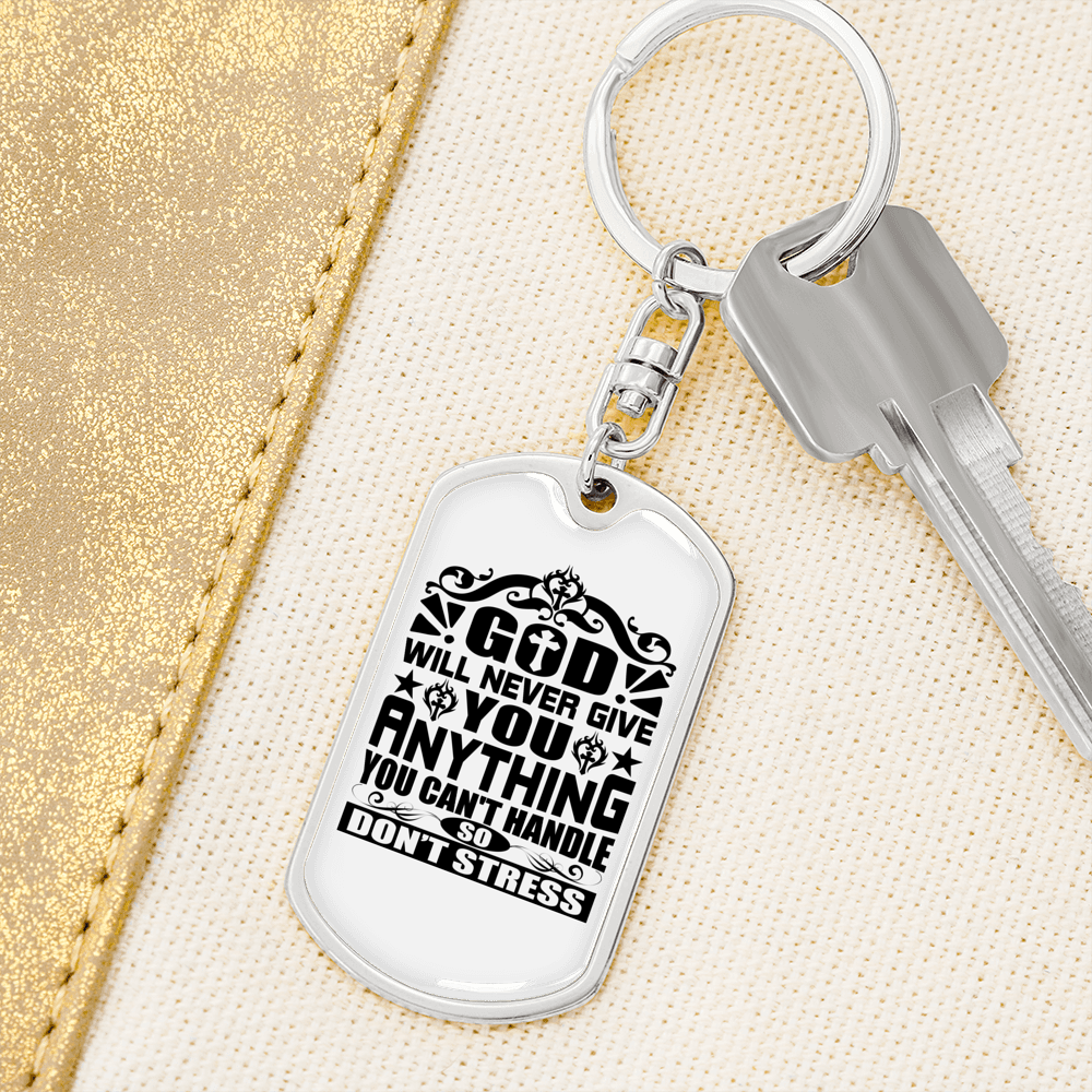 Never Give You Anything Keychain Stainless Steel or 18k Gold Dog Tag Keyring-Express Your Love Gifts