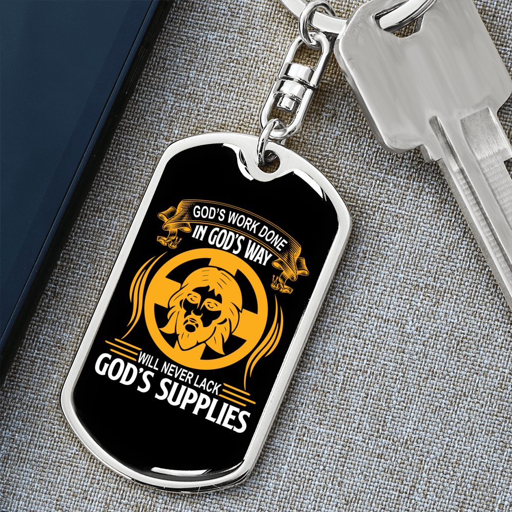 Never Lack God'S Supplies Keychain Stainless Steel or 18k Gold Dog Tag Keyring-Express Your Love Gifts