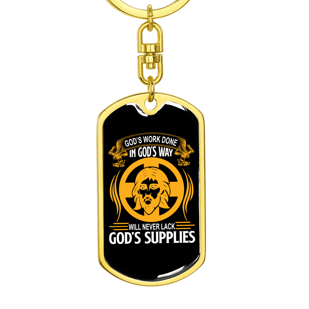 Never Lack God'S Supplies Keychain Stainless Steel or 18k Gold Dog Tag Keyring-Express Your Love Gifts