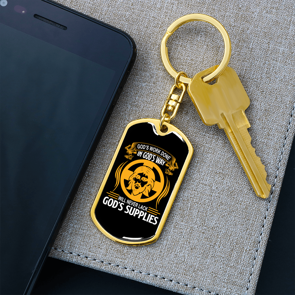 Never Lack God'S Supplies Keychain Stainless Steel or 18k Gold Dog Tag Keyring-Express Your Love Gifts