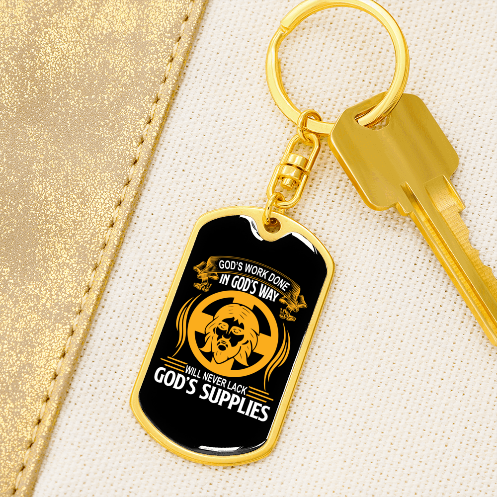 Never Lack God'S Supplies Keychain Stainless Steel or 18k Gold Dog Tag Keyring-Express Your Love Gifts
