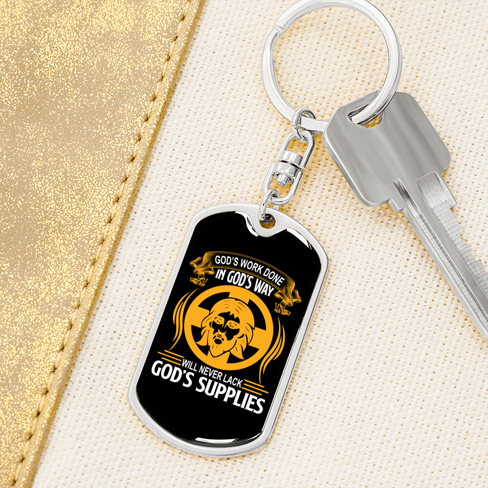 Never Lack God'S Supplies Keychain Stainless Steel or 18k Gold Dog Tag Keyring-Express Your Love Gifts