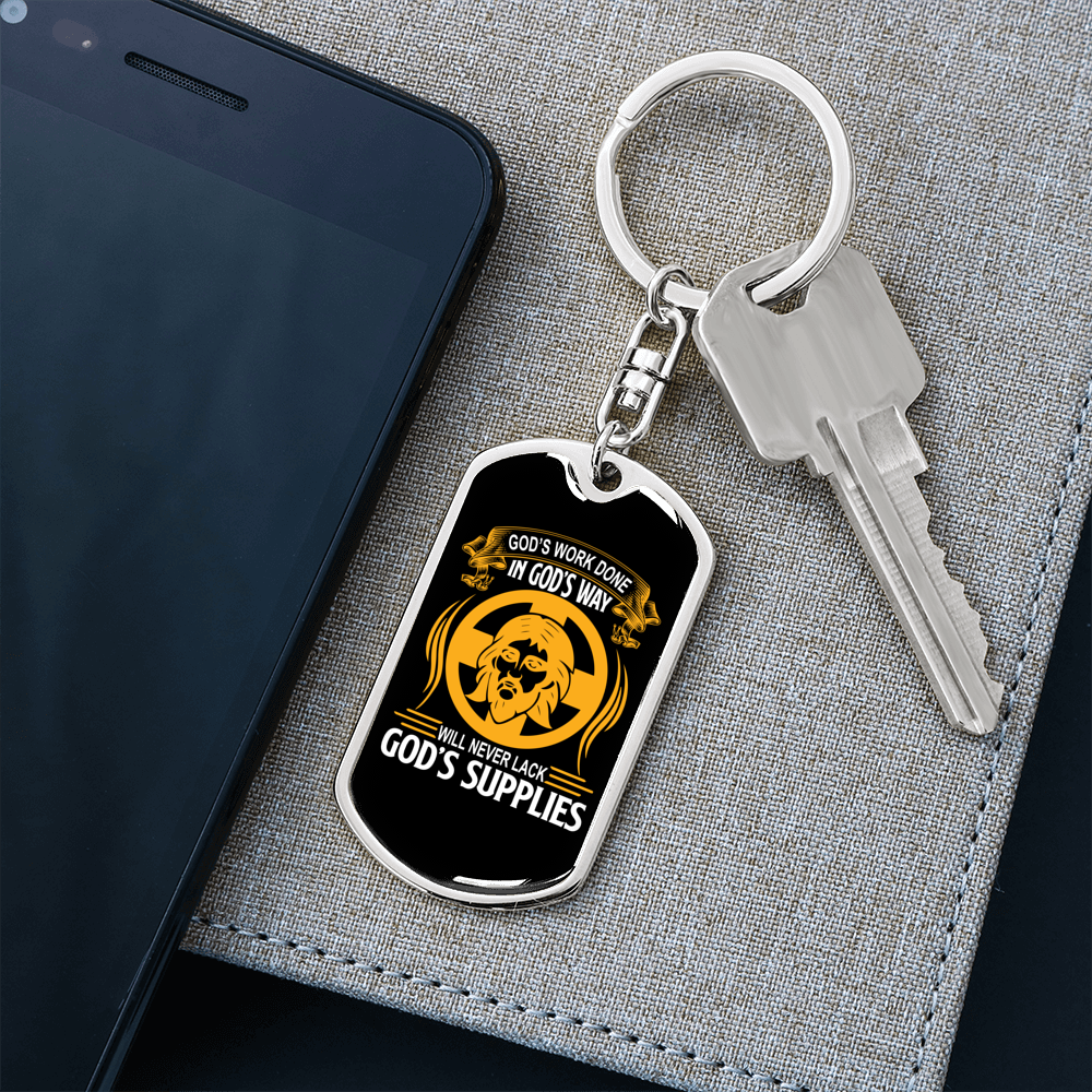 Never Lack God'S Supplies Keychain Stainless Steel or 18k Gold Dog Tag Keyring-Express Your Love Gifts