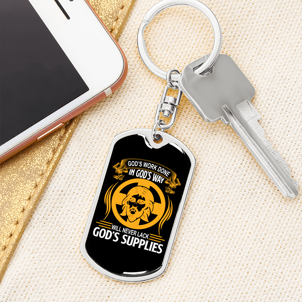 Never Lack God'S Supplies Keychain Stainless Steel or 18k Gold Dog Tag Keyring-Express Your Love Gifts