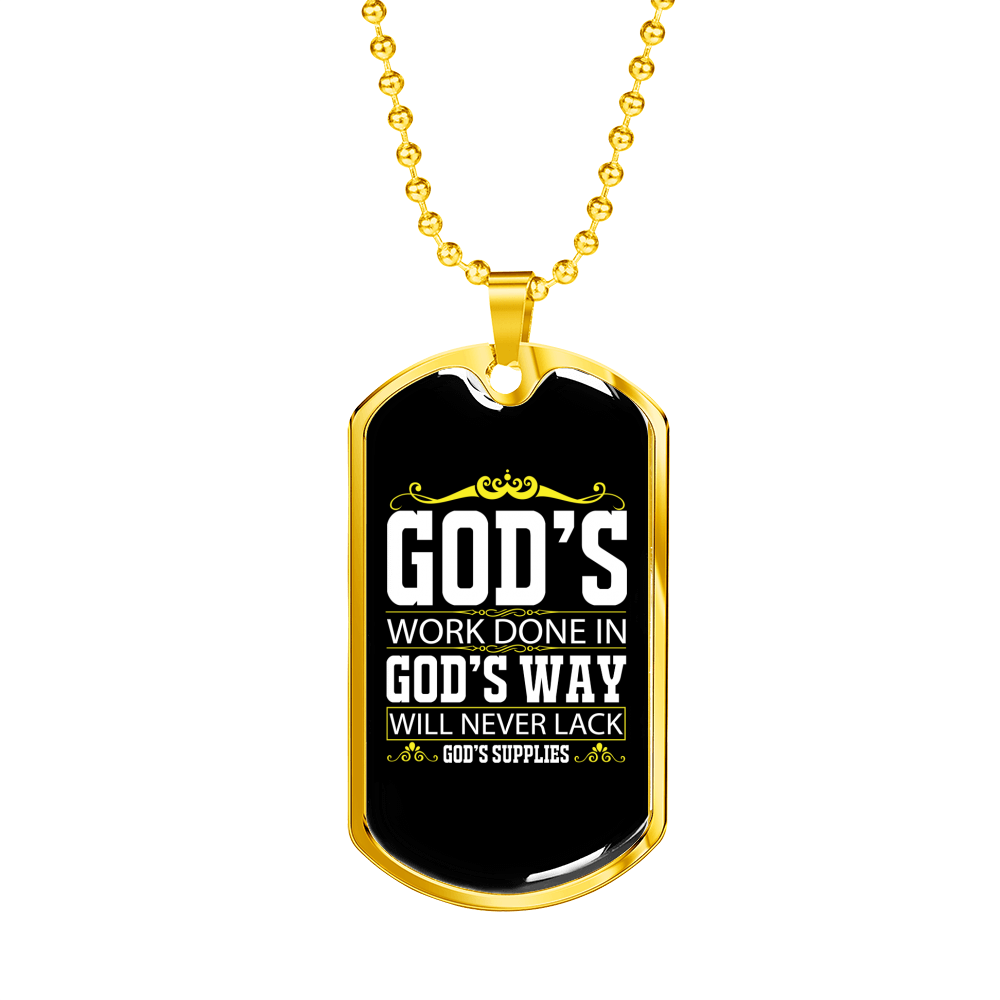 Never Lack God's Supply Christian Necklace Stainless Steel or 18k Gold Dog Tag 24" Chain-Express Your Love Gifts