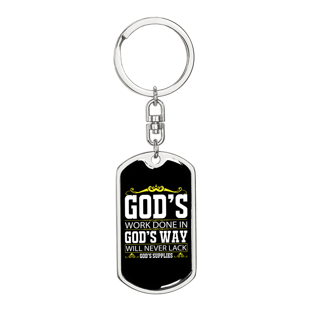 Never Lack God'S Supply Keychain Stainless Steel or 18k Gold Dog Tag Keyring-Express Your Love Gifts