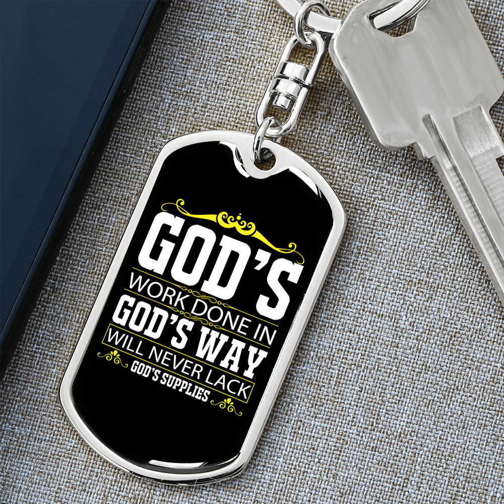 Never Lack God'S Supply Keychain Stainless Steel or 18k Gold Dog Tag Keyring-Express Your Love Gifts