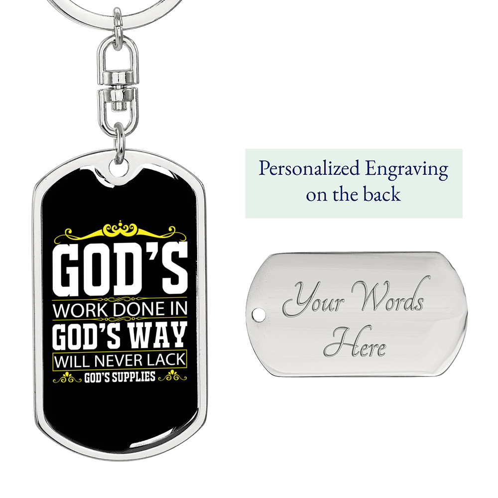 Never Lack God'S Supply Keychain Stainless Steel or 18k Gold Dog Tag Keyring-Express Your Love Gifts