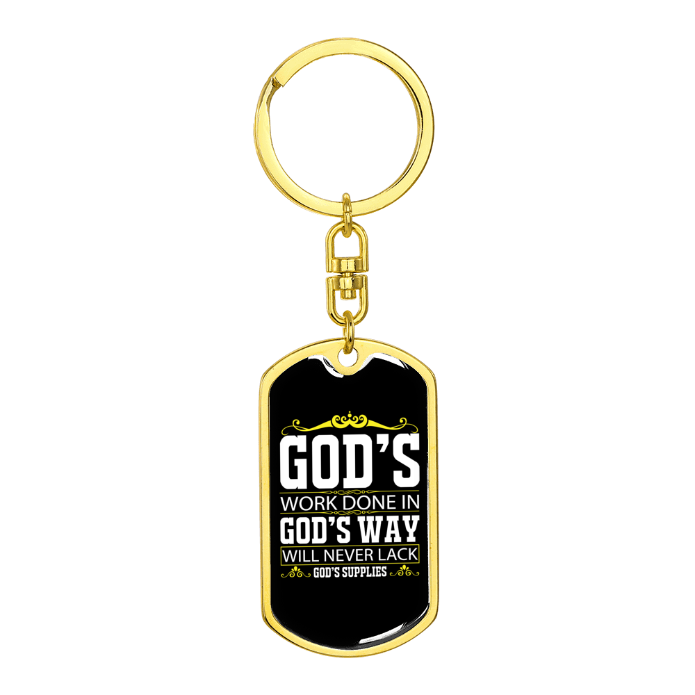 Never Lack God'S Supply Stainless Steel or 18k Gold Premium Swivel Dog Tag Keychain