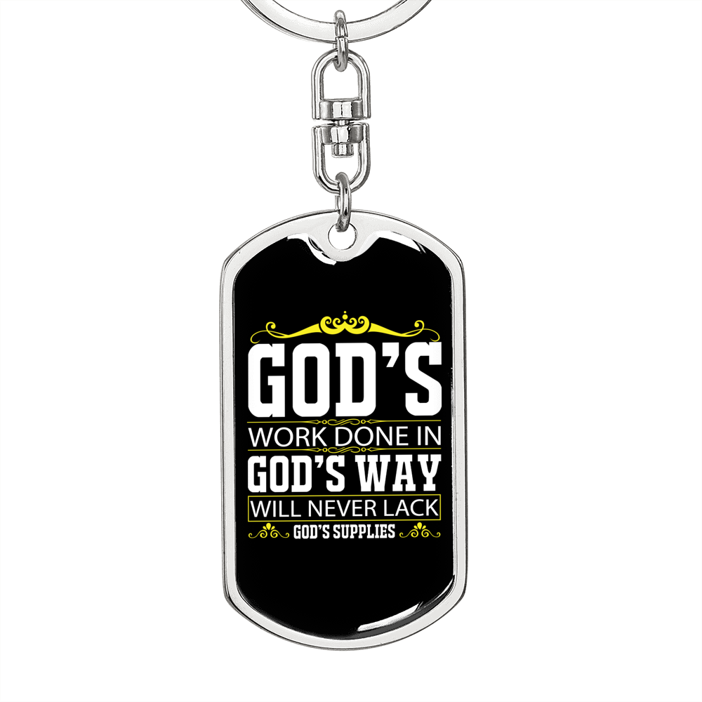 Never Lack God'S Supply Keychain Stainless Steel or 18k Gold Dog Tag Keyring-Express Your Love Gifts